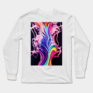 Painted Insanity Dripping Madness 7 - Abstract Surreal Expressionism Digital Art - Bright Colorful Portrait Painting - Dripping Wet Paint & Liquid Colors Long Sleeve T-Shirt
